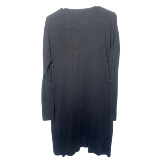 Halogen Open Front Pocket Cardigan Large Black Long Line Cashmere Blend - Picture 5 of 7